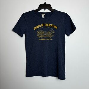 Abercrombie & Fitch Navy Blue Long Sleeve Tee with Yellow Graphic